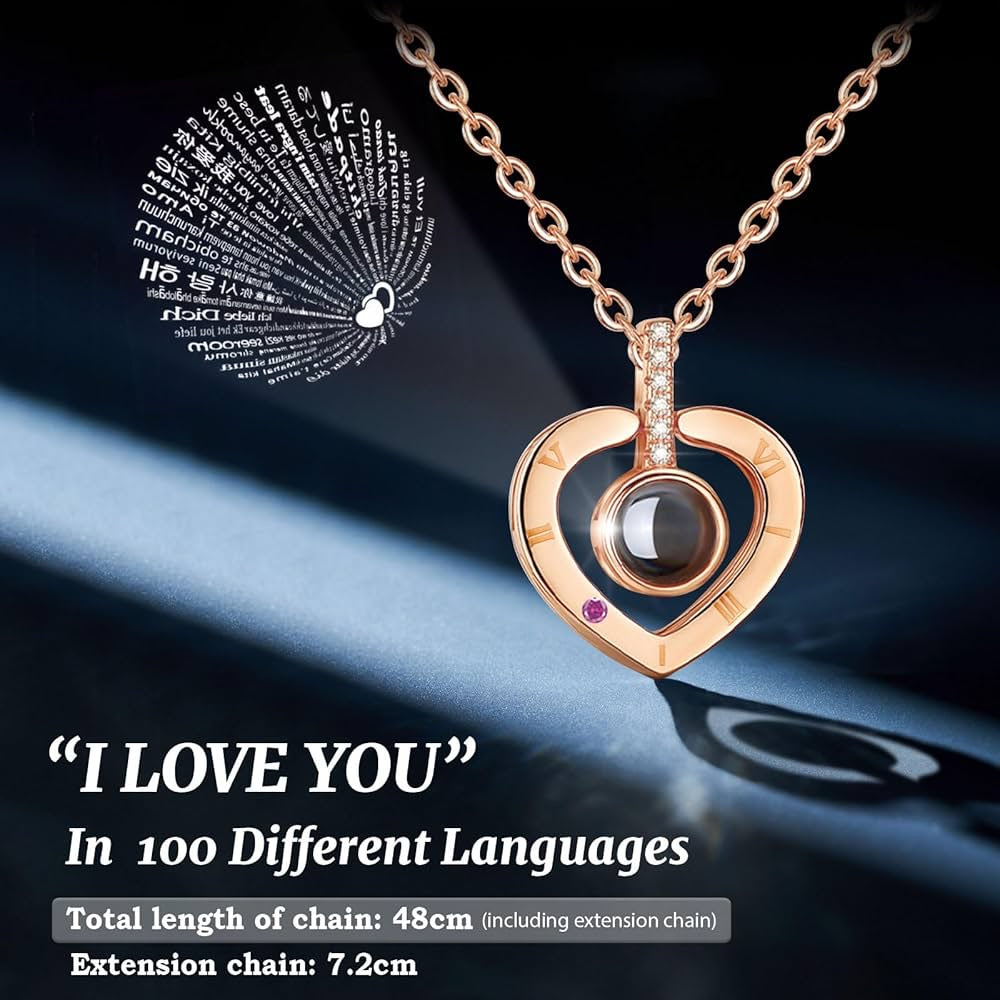 Preserved Eternal Rose with “I Love You” Necklace – Luxury Gift Box